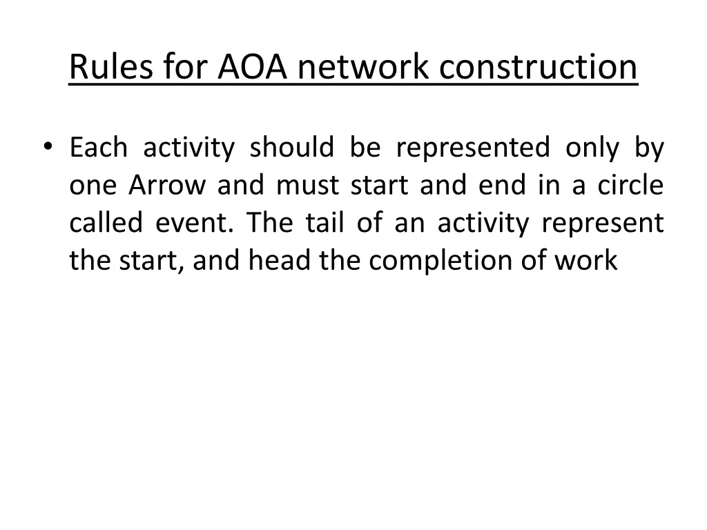 rules for aoa network construction 1