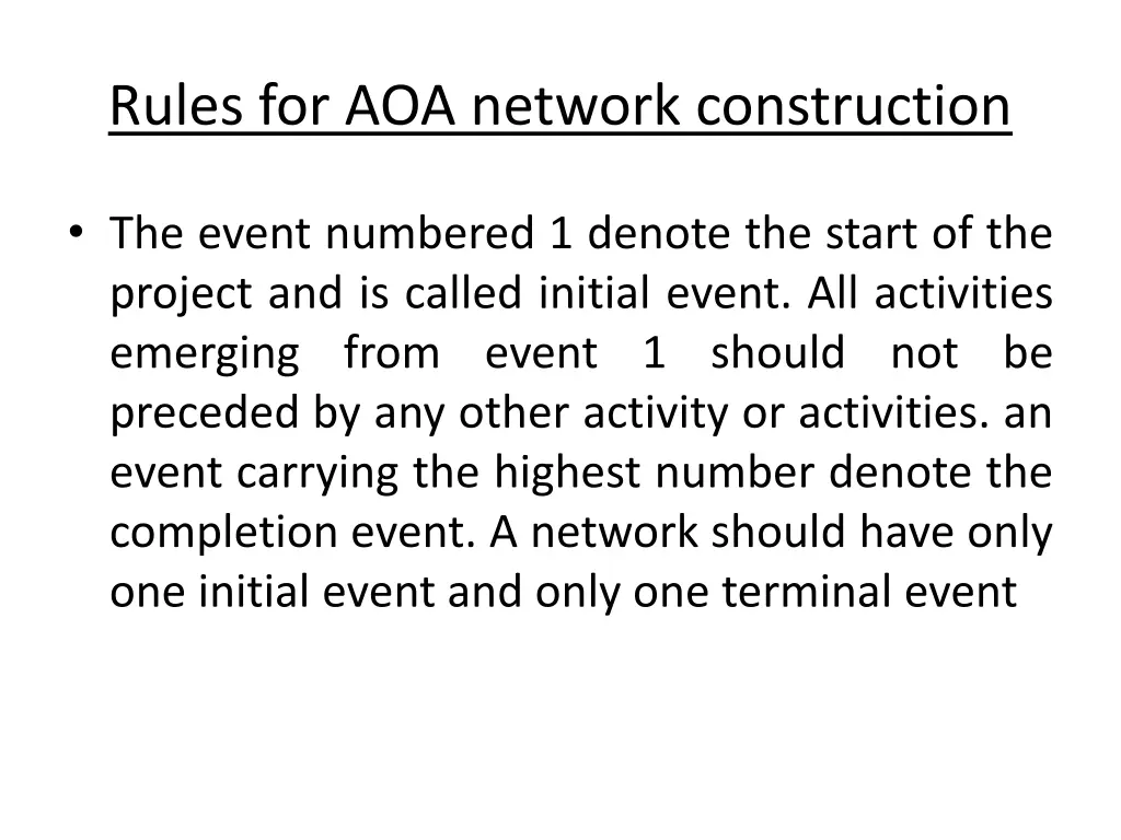 rules for aoa network construction 2