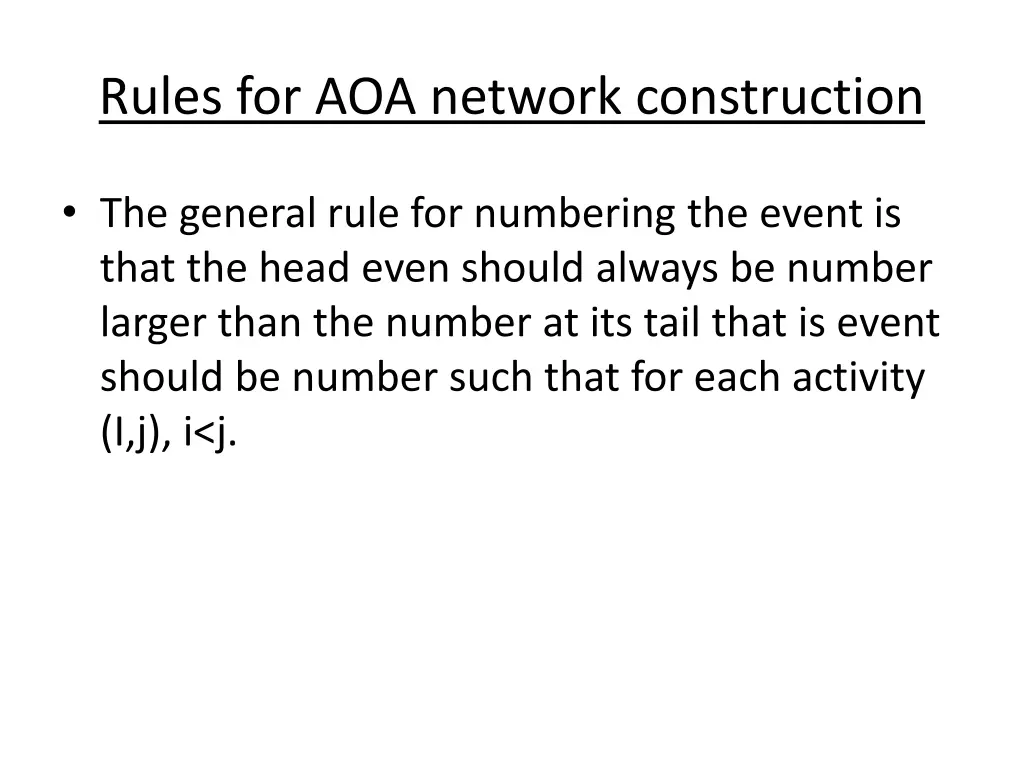 rules for aoa network construction 3