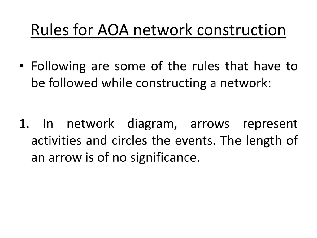 rules for aoa network construction