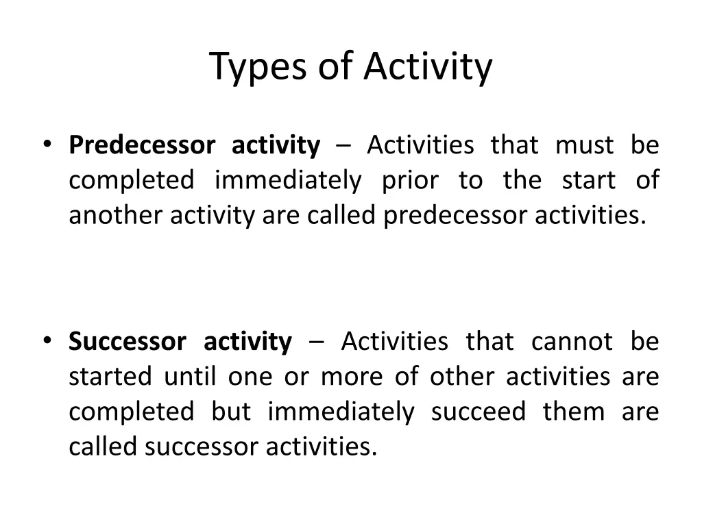 types of activity