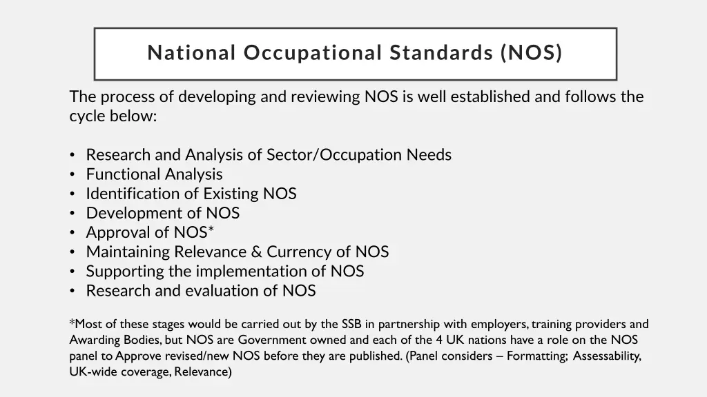 national occupational standards nos 1