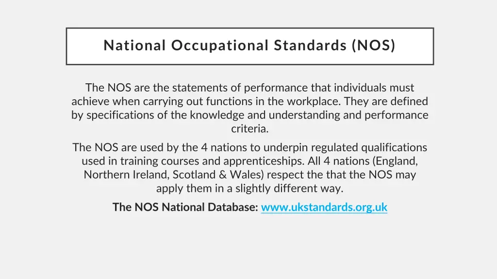 national occupational standards nos