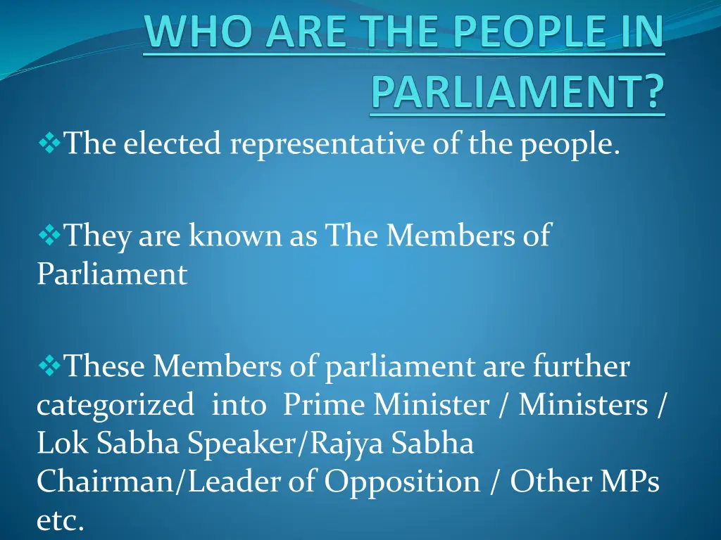 the elected representative of the people