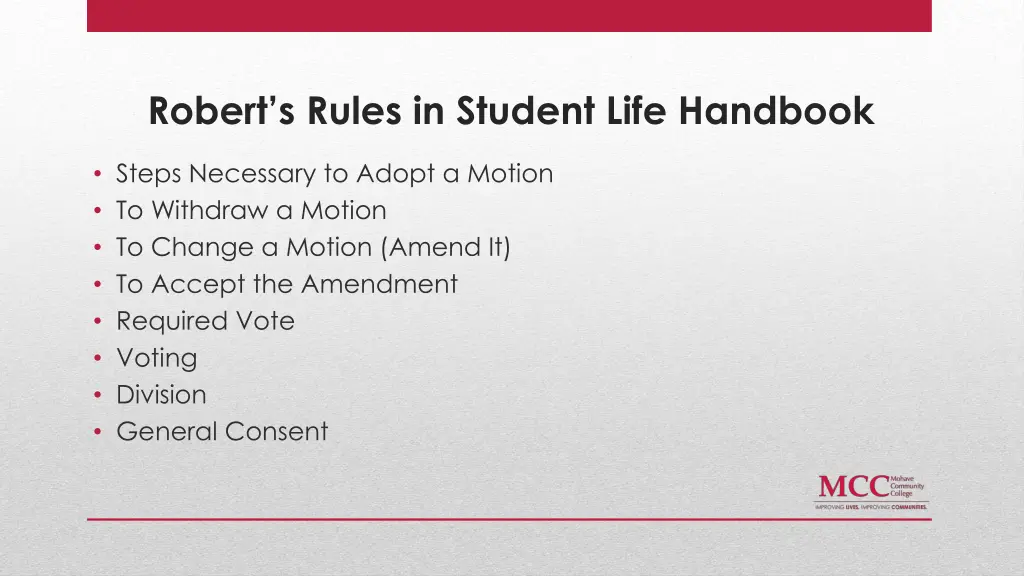 robert s rules in student life handbook