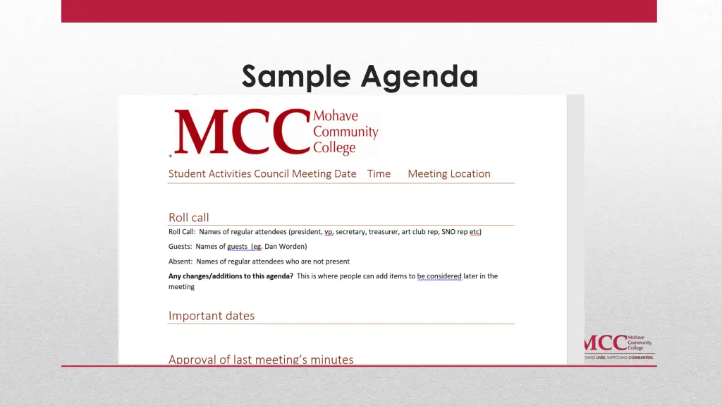 sample agenda