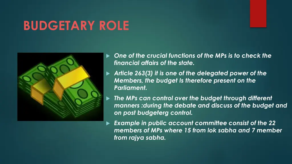 budgetary role