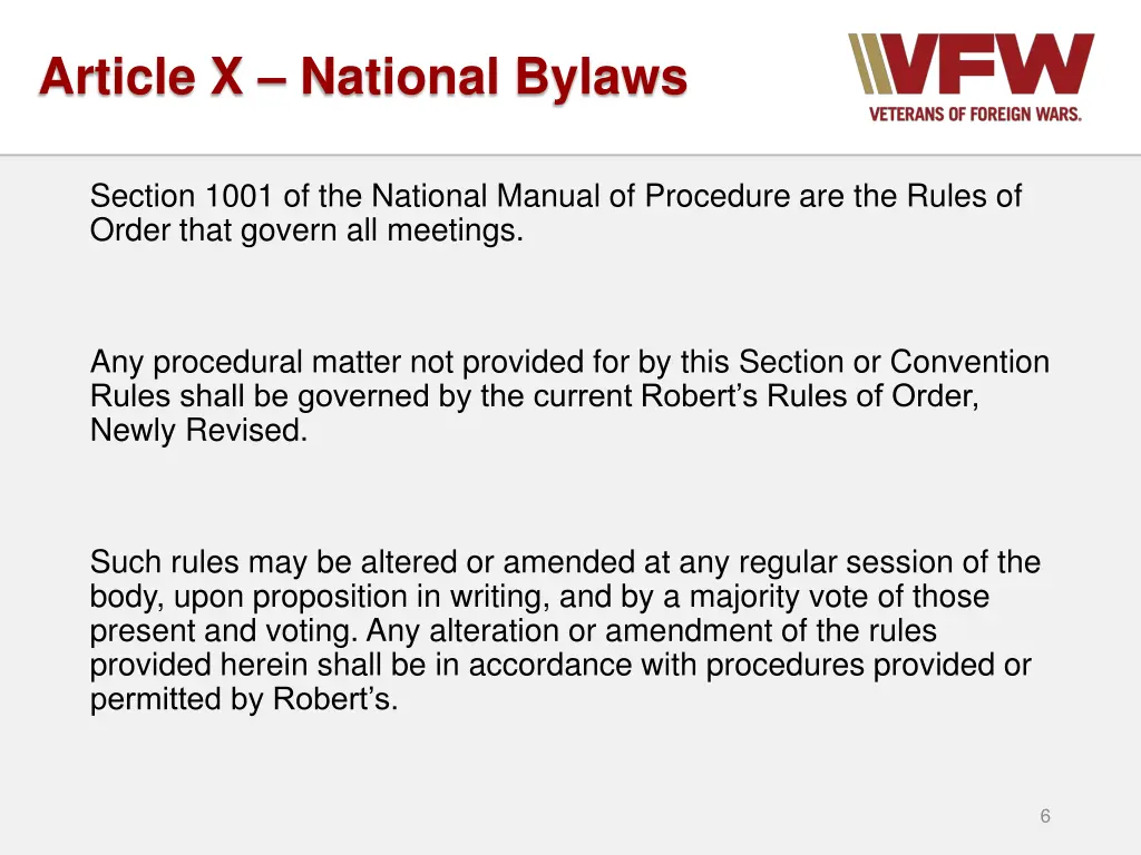 article x national bylaws