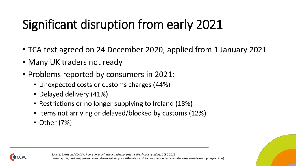 significant disruption from early 2021