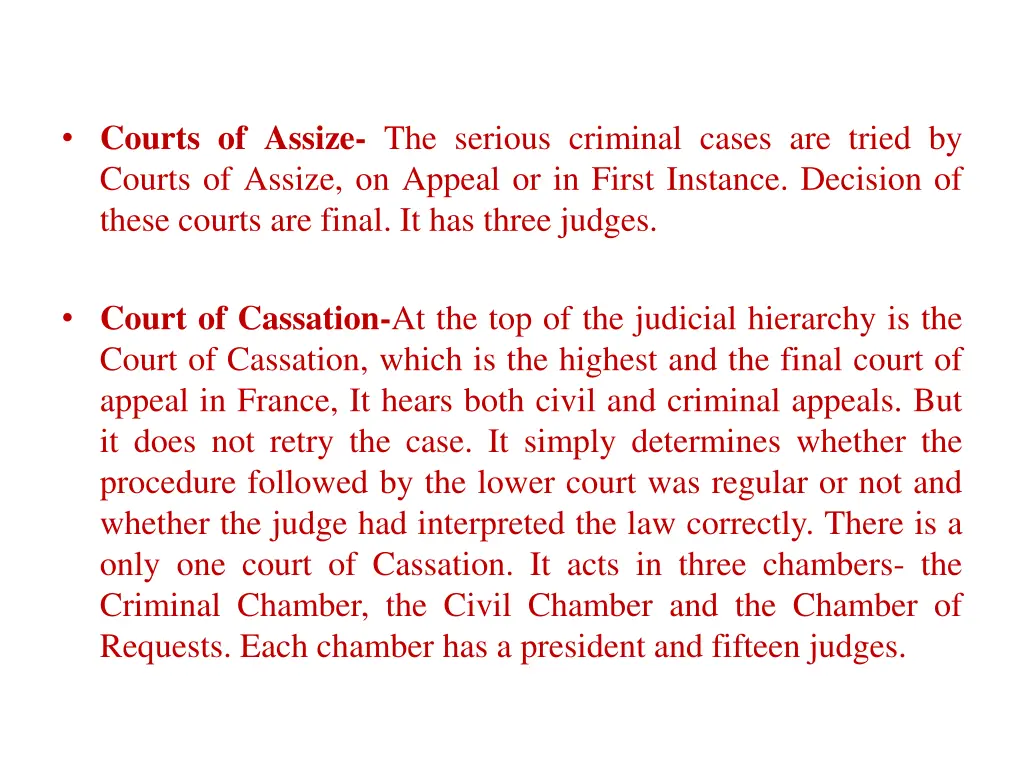 courts of assize the serious criminal cases