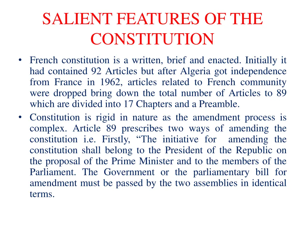 salient features of the constitution