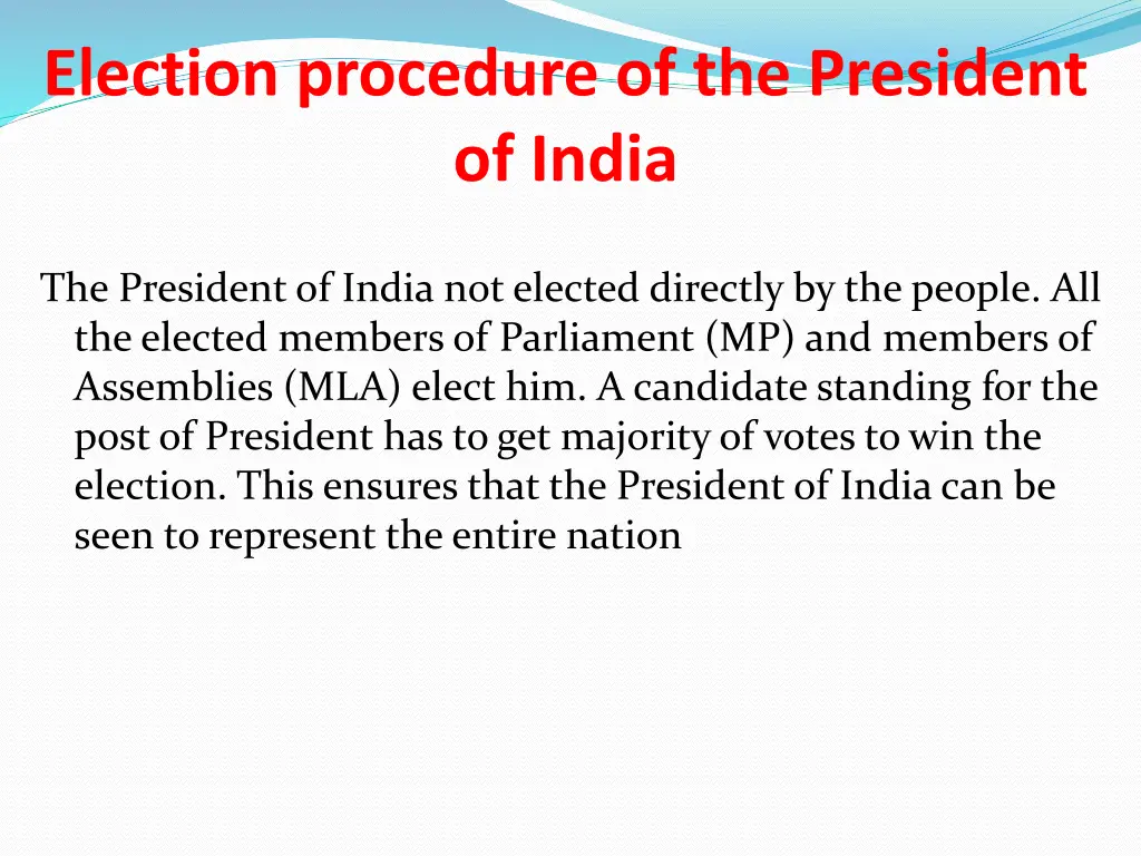 election procedure of the president of india