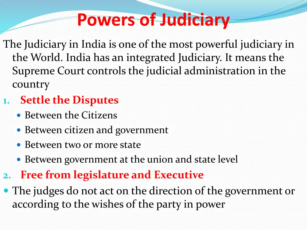 powers of judiciary