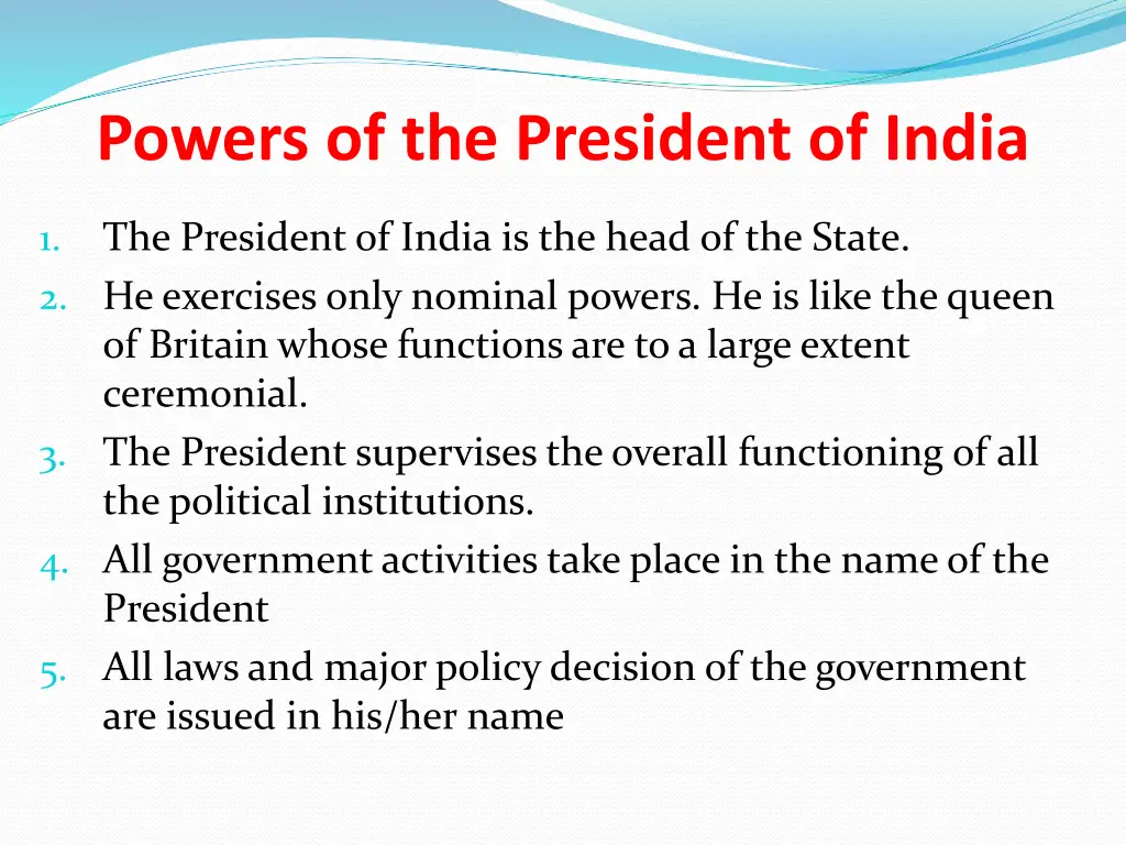 powers of the president of india