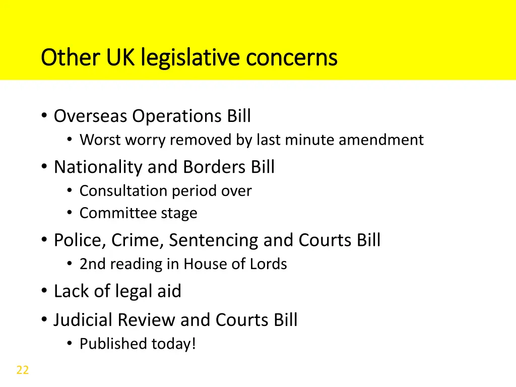 other uk legislative concerns other