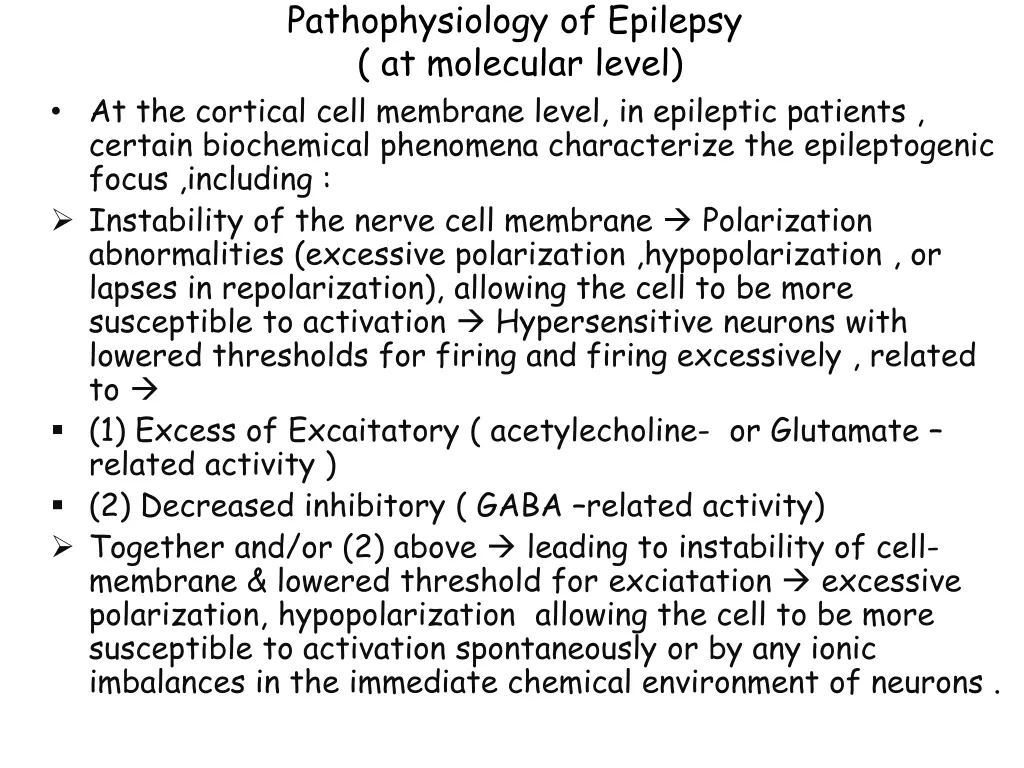 pathophysiology of epilepsy at molecular level