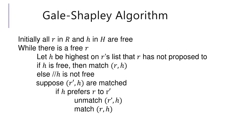 gale shapley algorithm