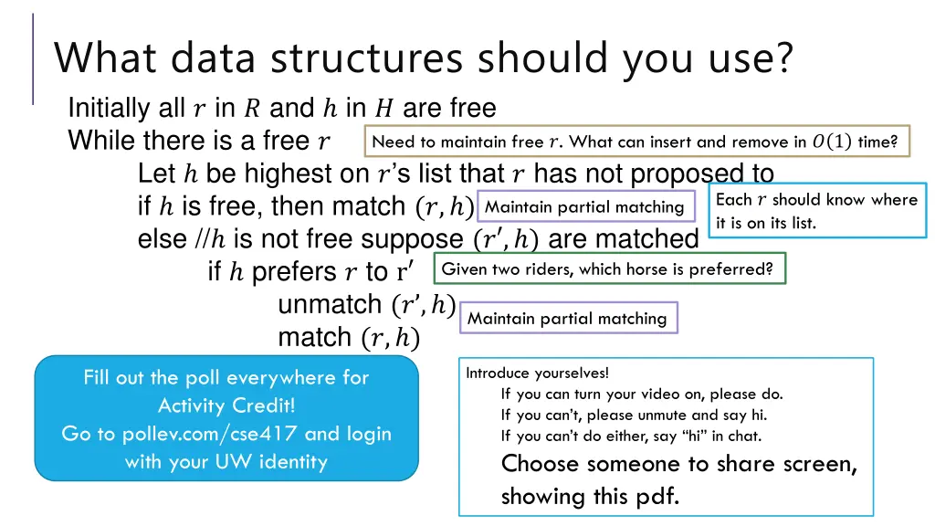 what data structures should you use initially