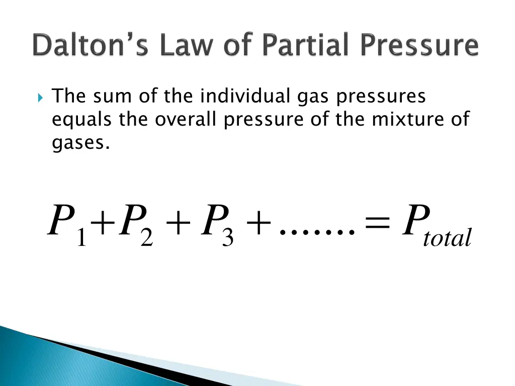 the sum of the individual gas pressures equals