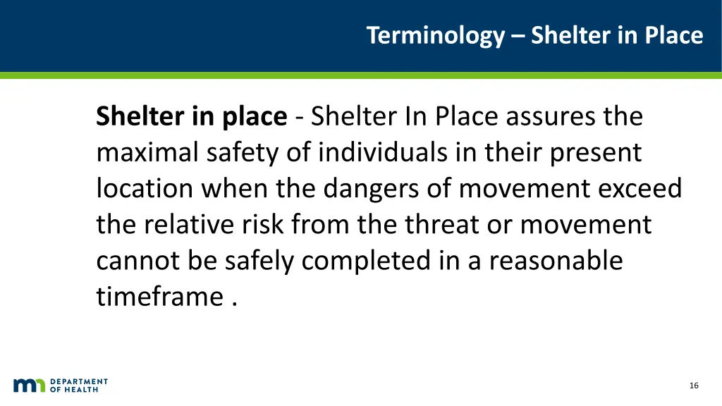 terminology shelter in place