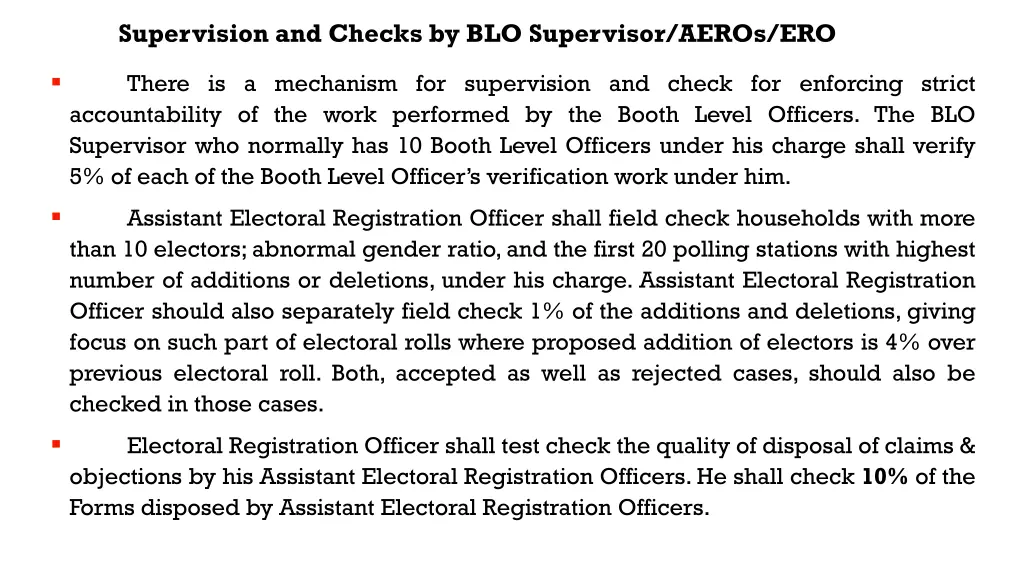 supervision and checks by blo supervisor aeros ero