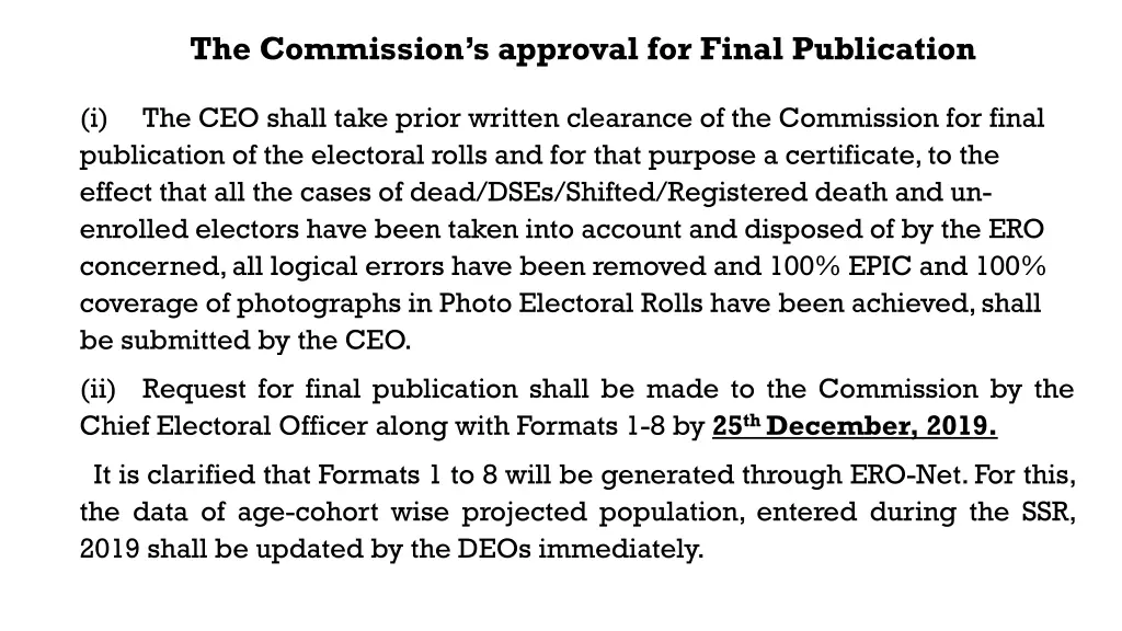 the commission s approval for final publication