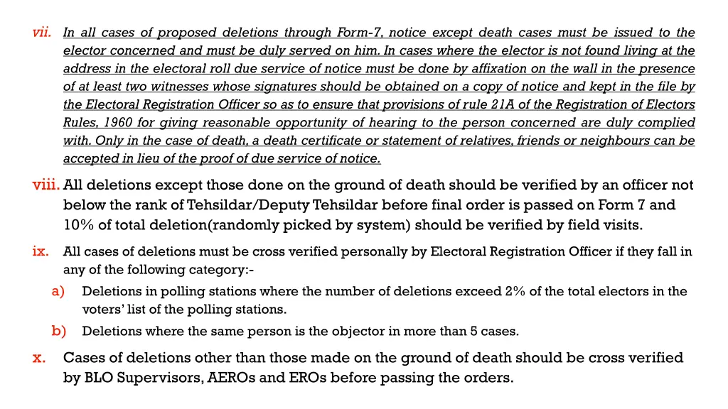 vii in all cases of proposed deletions through