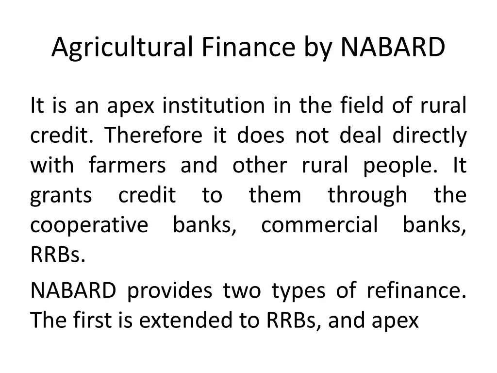 agricultural finance by nabard