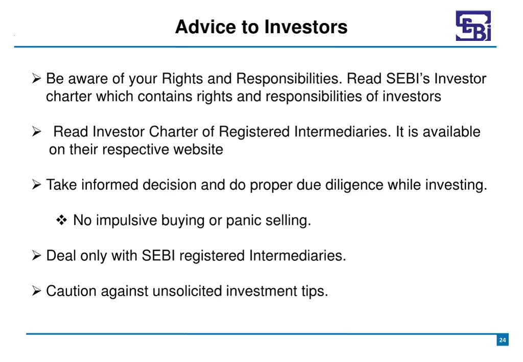 advice to investors