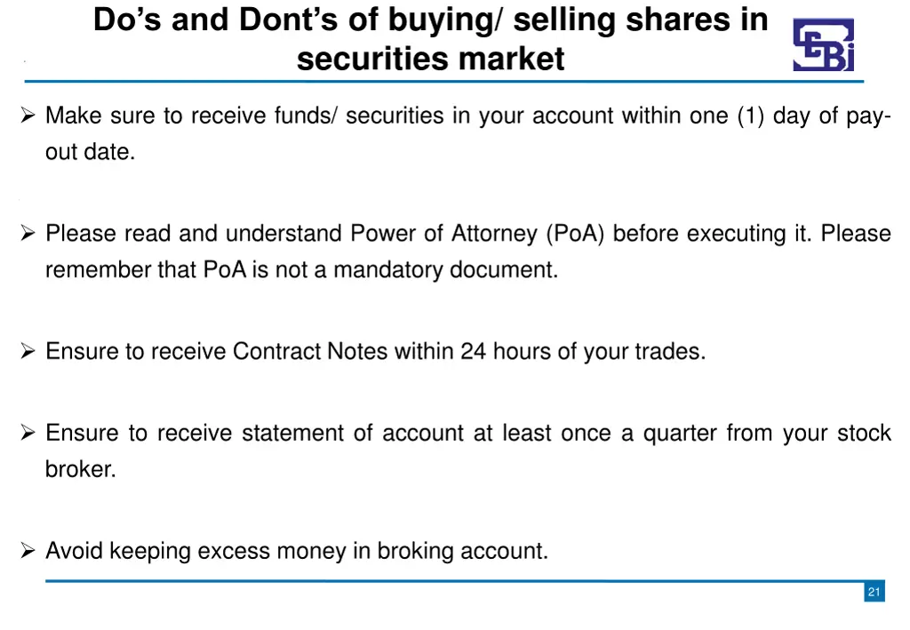 do s and dont s of buying selling shares