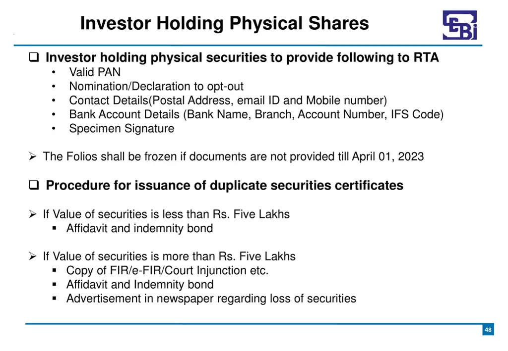 investor holding physical shares