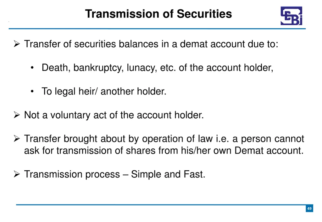 transmission of securities