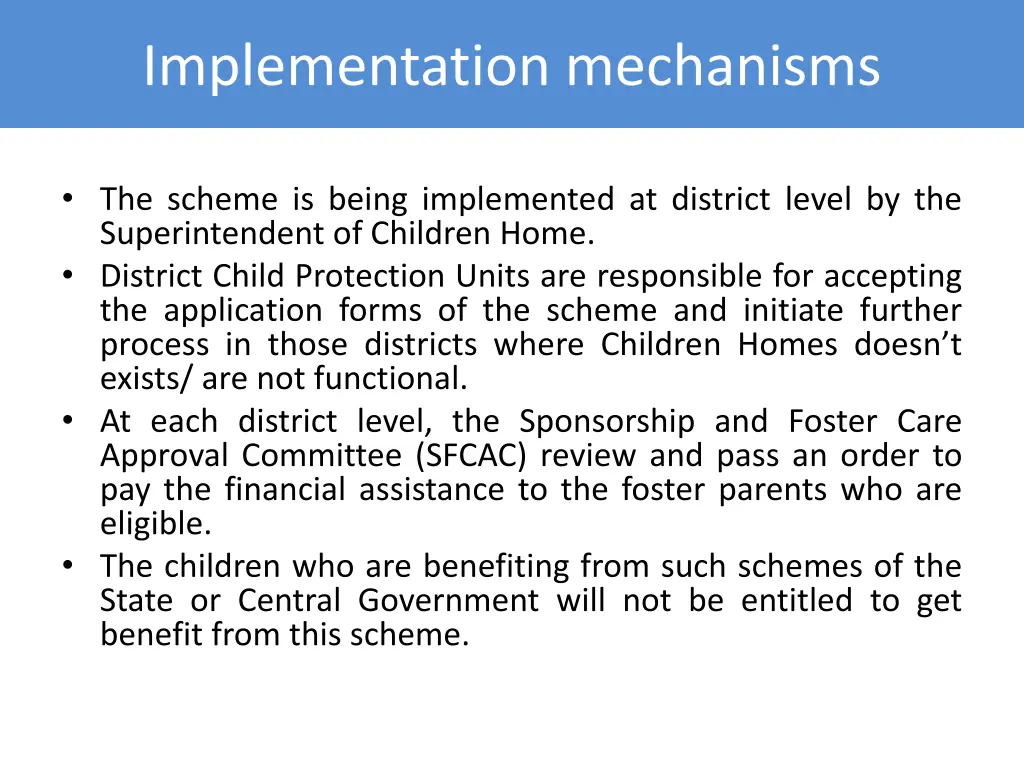 implementation mechanisms