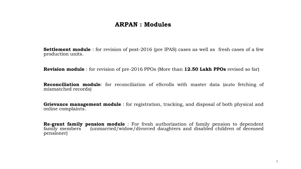 arpan modules