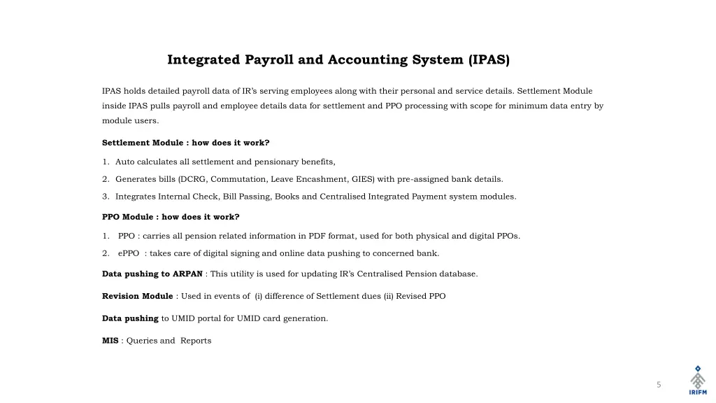 integrated payroll and accounting system ipas