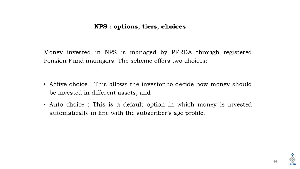 nps options tiers choices