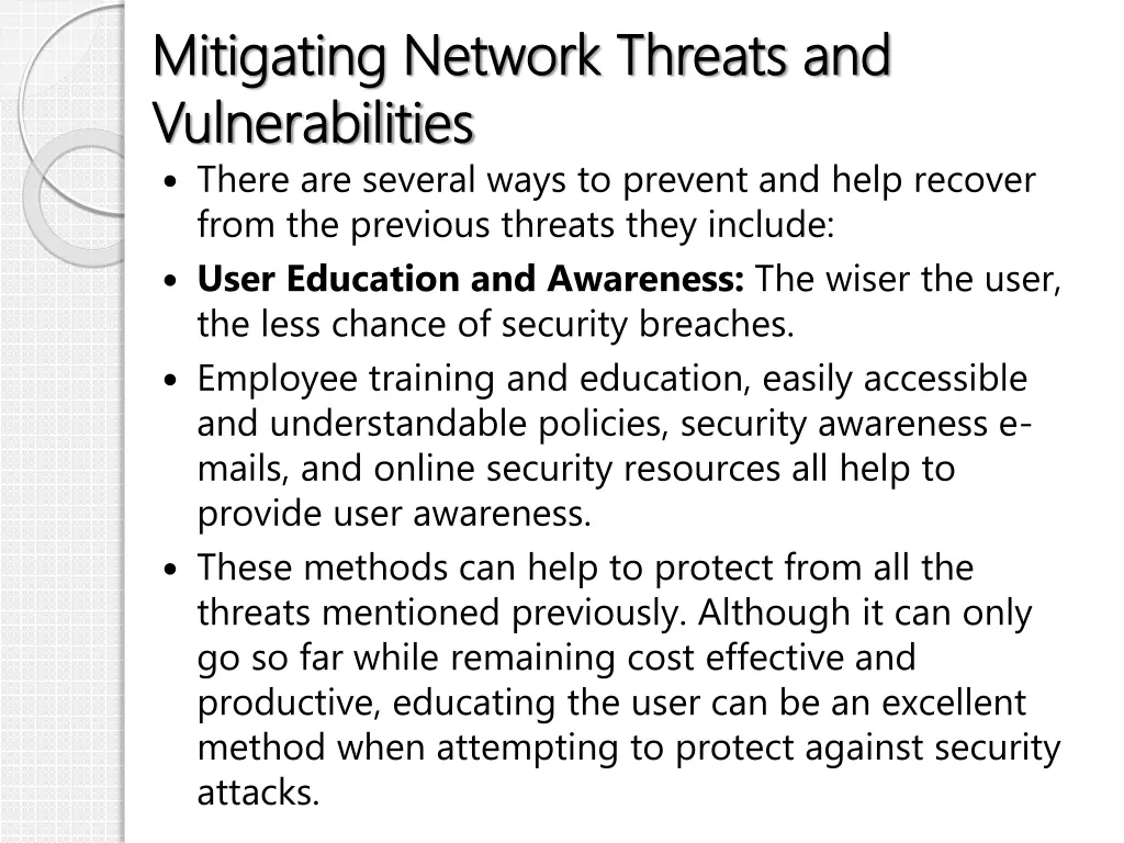 mitigating network threats and mitigating network