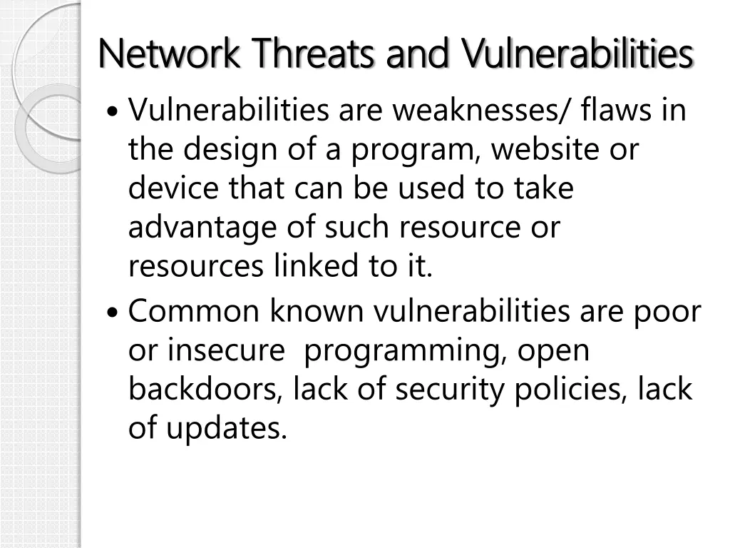 network threats and vulnerabilities network 9