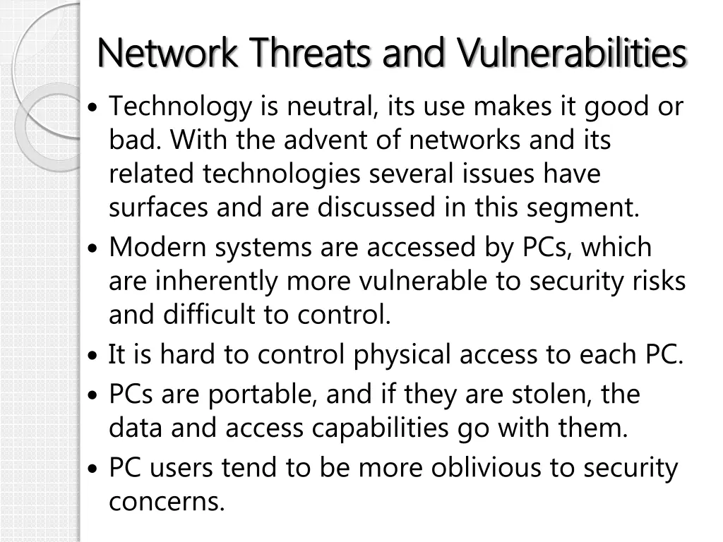 network threats and vulnerabilities network