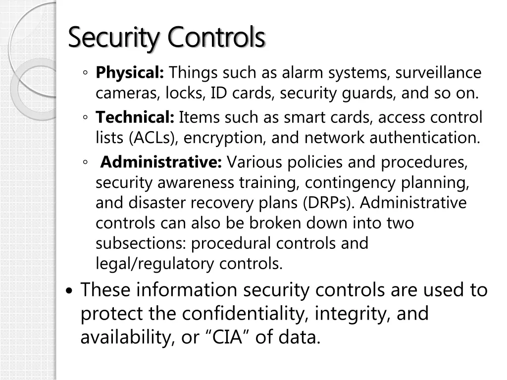 security controls security controls physical