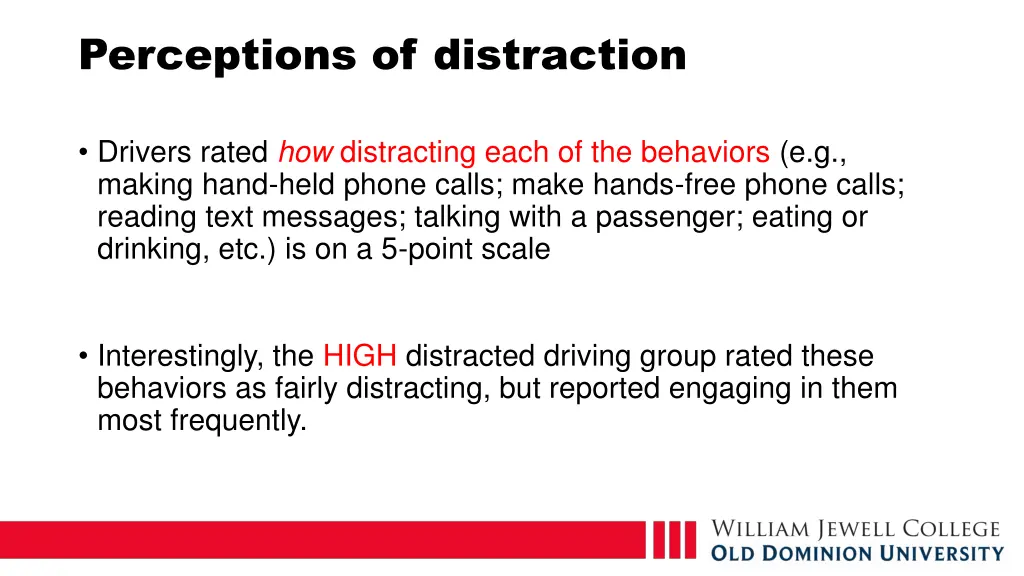 perceptions of distraction