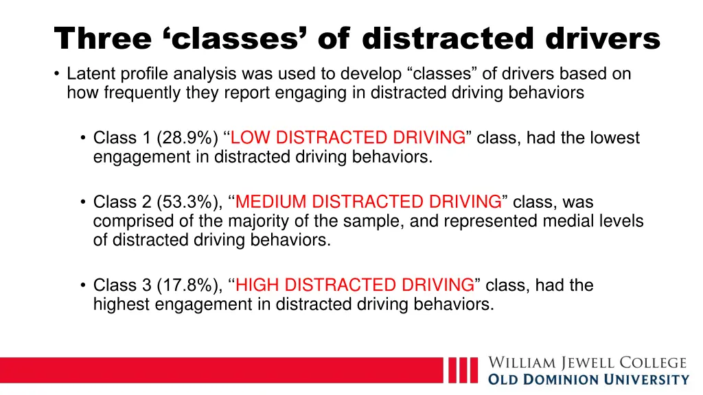 three classes of distracted drivers latent