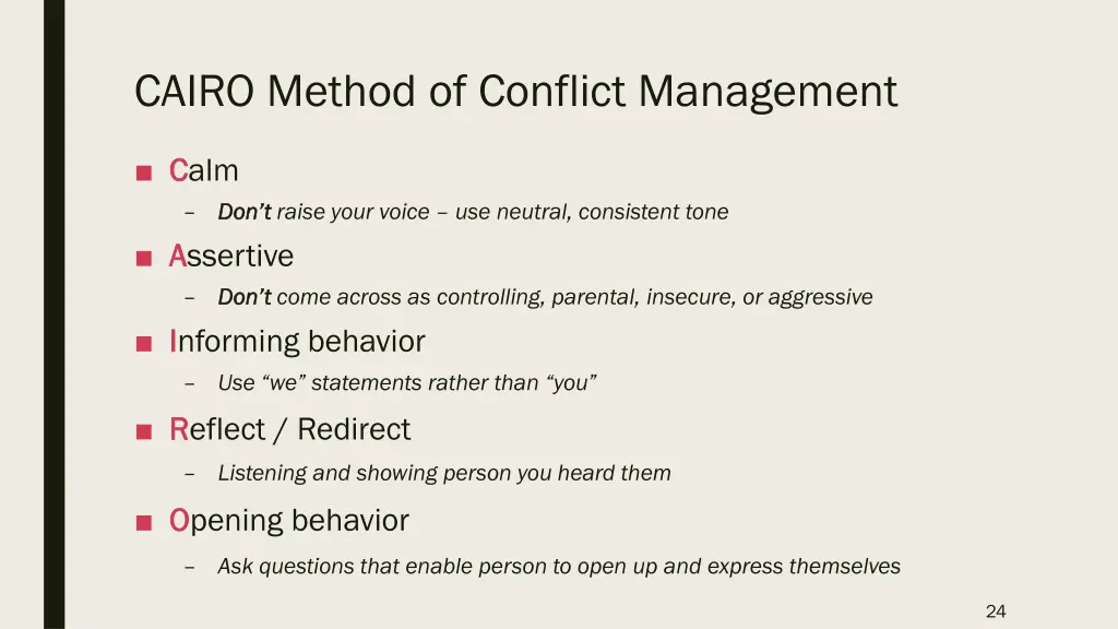 cairo method of conflict management