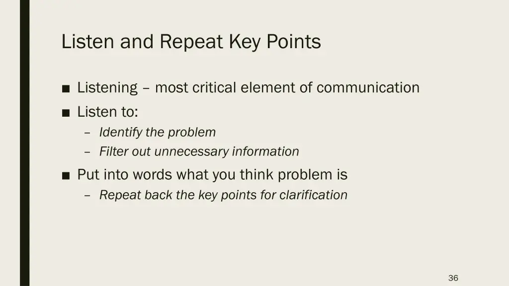 listen and repeat key points