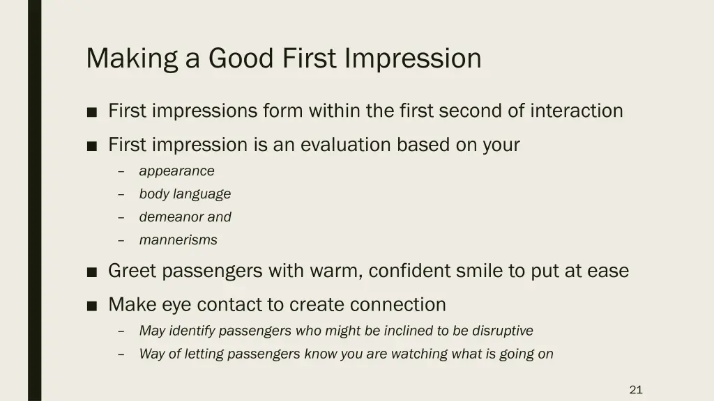 making a good first impression