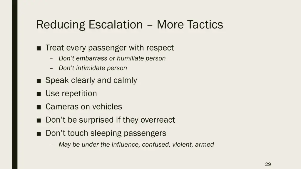 reducing escalation more tactics