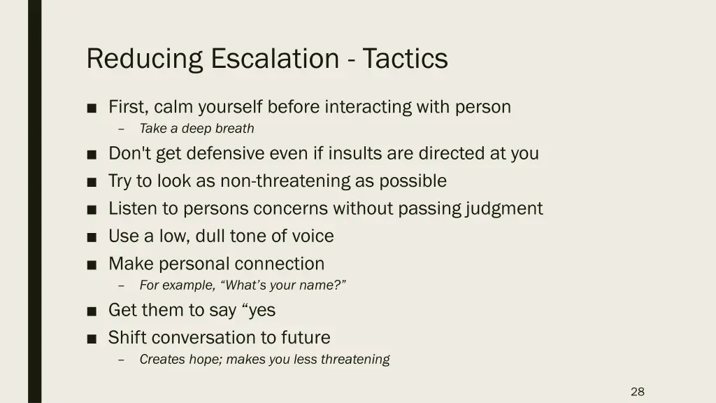 reducing escalation tactics