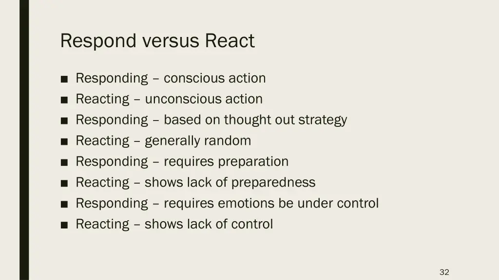 respond versus react