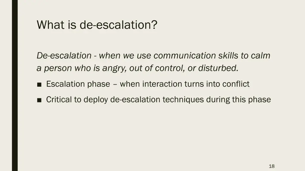 what is de escalation