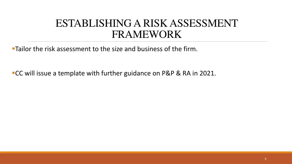 establishing a risk assessment framework